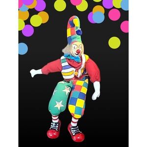 Show Stoppers Otto 14" Vintage Porcelain Clown Doll Shelf Sitter Harlequin‎